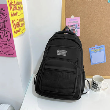 Kylethomasw Multi-pocket Big Woman Backpack Solid Color Boys Girls Campus Style Schoolbag For TeenageNylon Waterproof Travel Bag